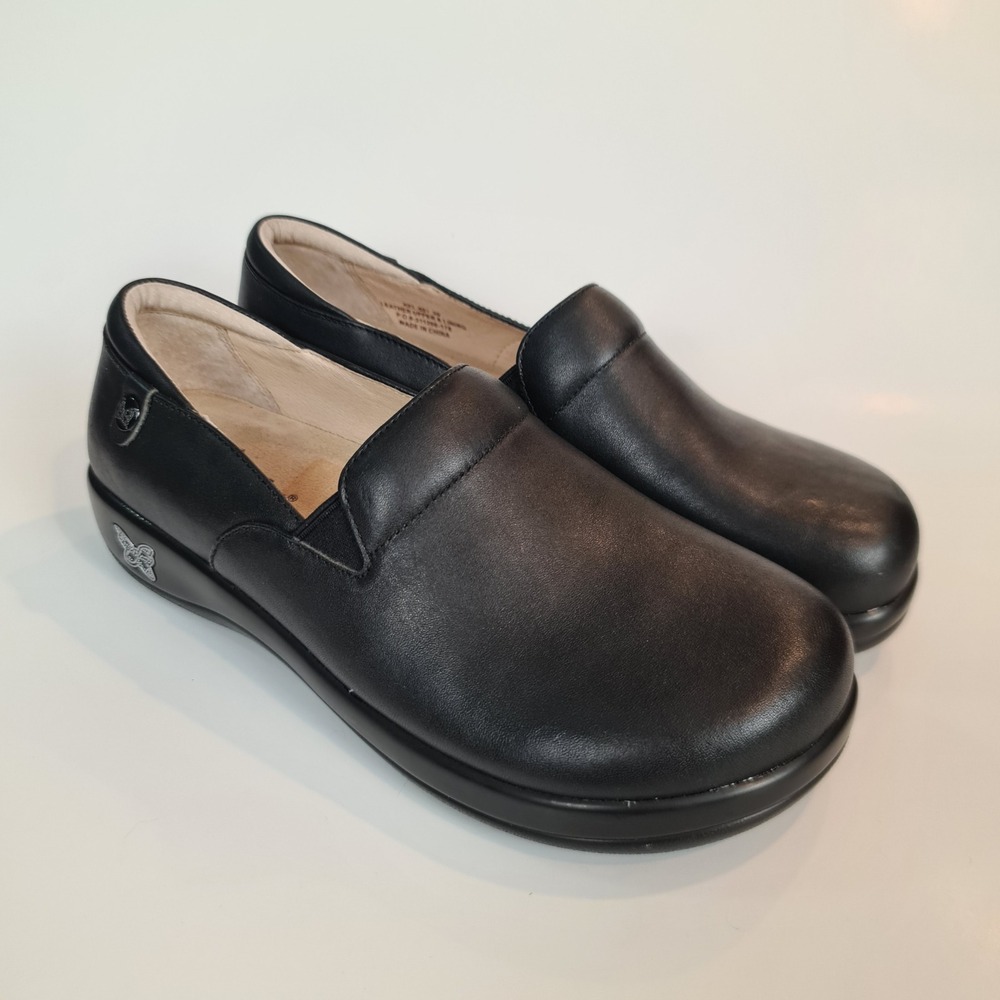 Alegria Keli Black Leather Professional Slip On Nursing Clogs Womens 39 US 9-9.5